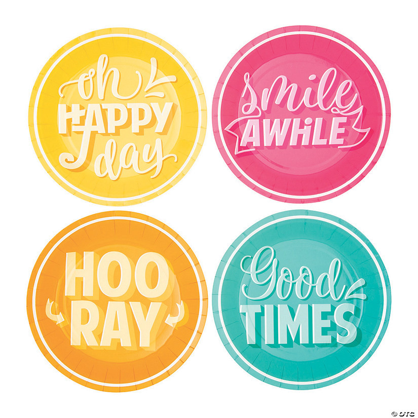 Happy Day Paper Dessert Plates - 8 Ct. | Oriental Trading Company