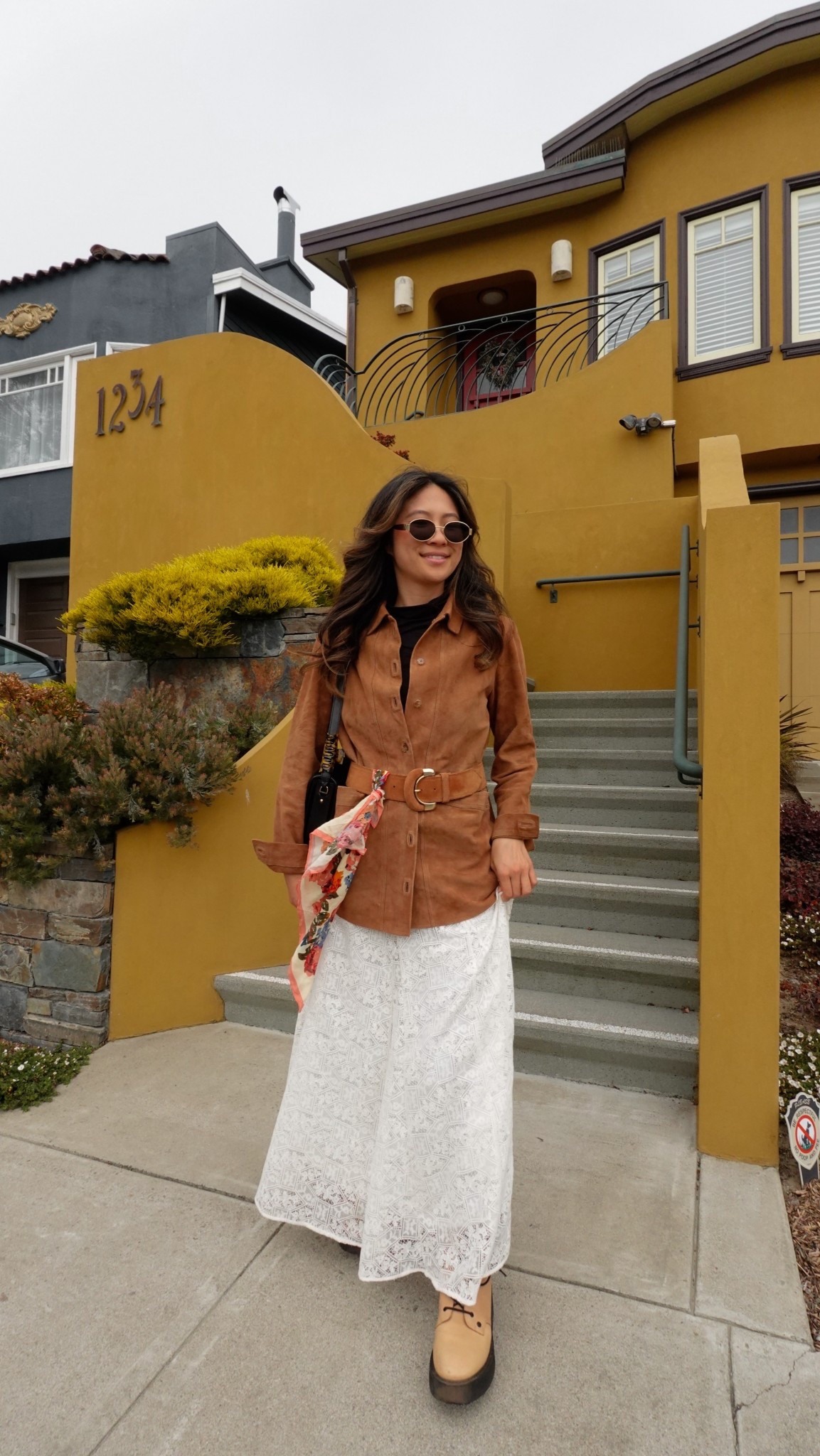 Falling for sezane: camel suede jacket, lace maxi skirt, scarf detail. Wearing size 2

#LTKPetite #LTKStyleTip #LTKautumn