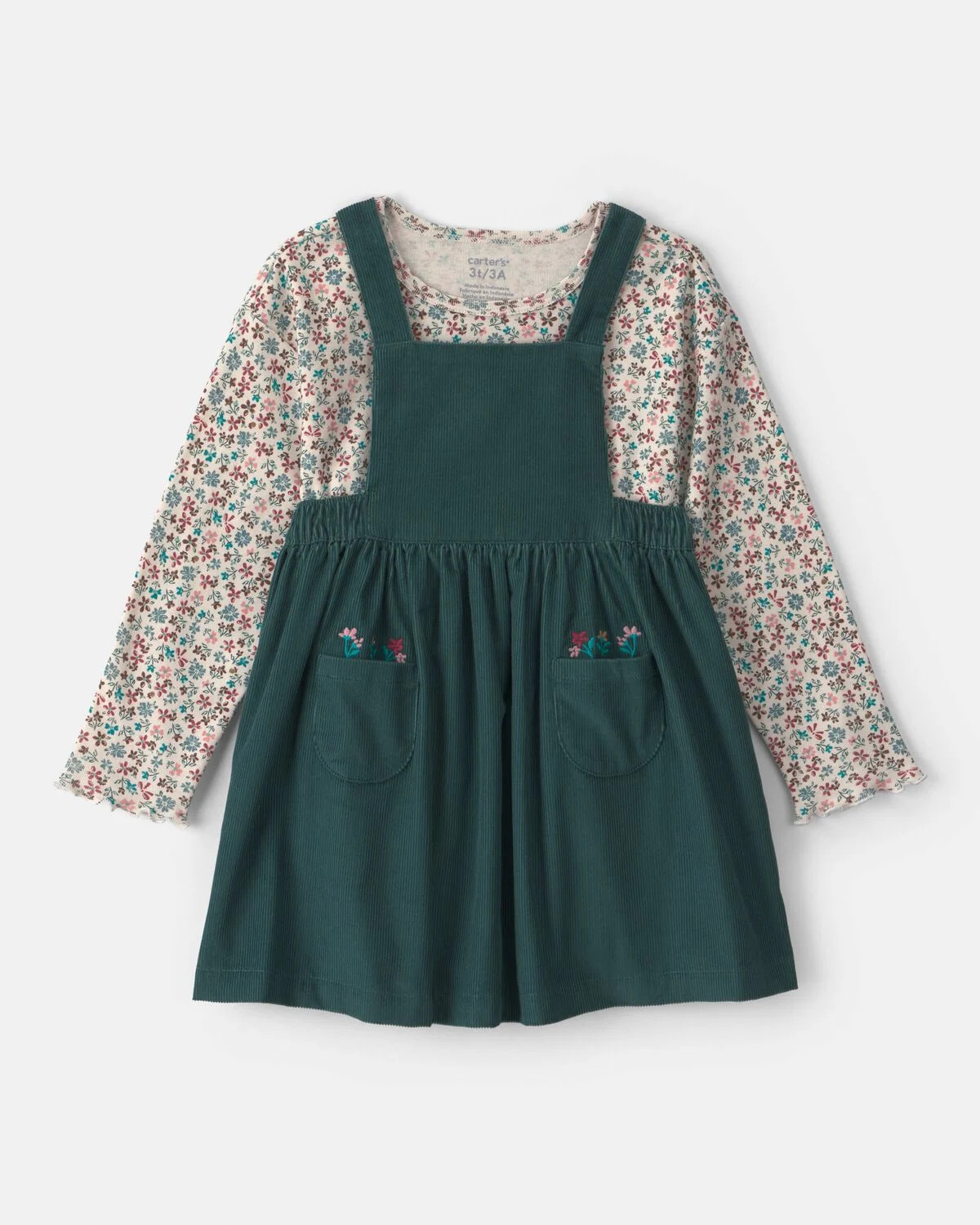 Toddler Girl 2-Piece Floral Corduroy Long-Sleeve Dress Set | Carter's Inc