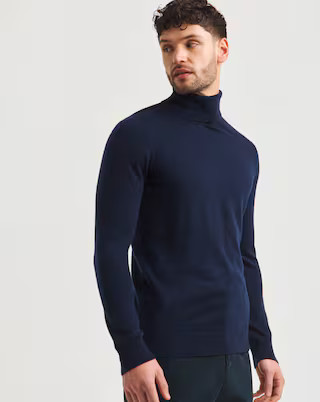 Roll Neck Jumper Navy | Jacamo