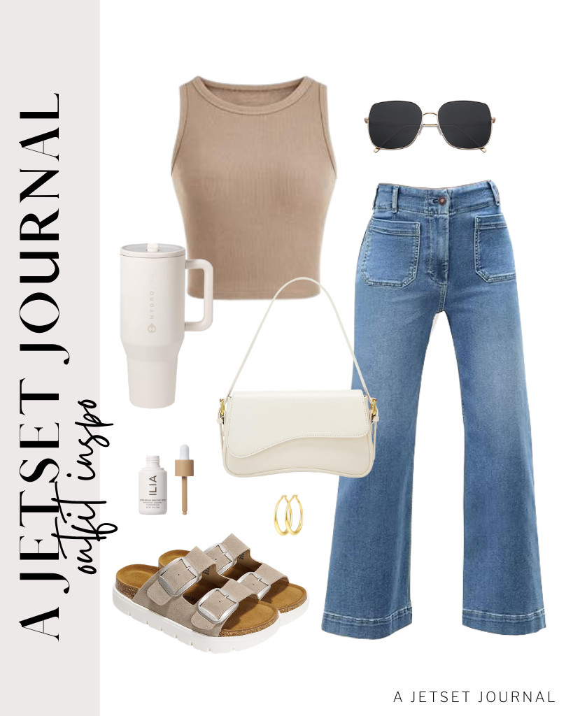 Running errands never looked so effortlessly chic. You will be obsessed with how easily this high-neck cropped tank top pairs with wide-leg jeans for a casual day out. These Project Cloud leather platform sandals and this stylish shoulder bag complement the look.

#LTKSeasonal #LTKSaleAlert #LTKTravel 

 