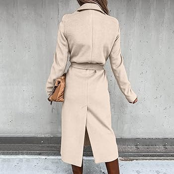Long Winter Coats for Women Double Breasted Blazer Camel Pea Trench Coats Lapel Workout Jacket Wo... | Amazon (US)