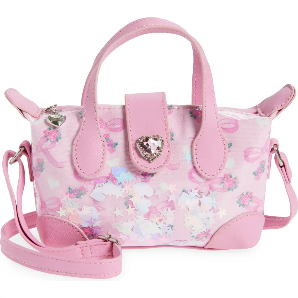 OMG Accessories Kids' Bow Confetti Mini Satchel in Peony at Nordstrom | Nordstrom