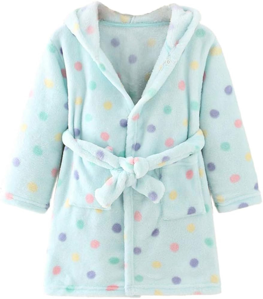 YOLIA Boys Girls Robes Kids Hooded Sleepwear Soft Fleece Bathrobes Cute Housecoat Gowns | Amazon (US)
