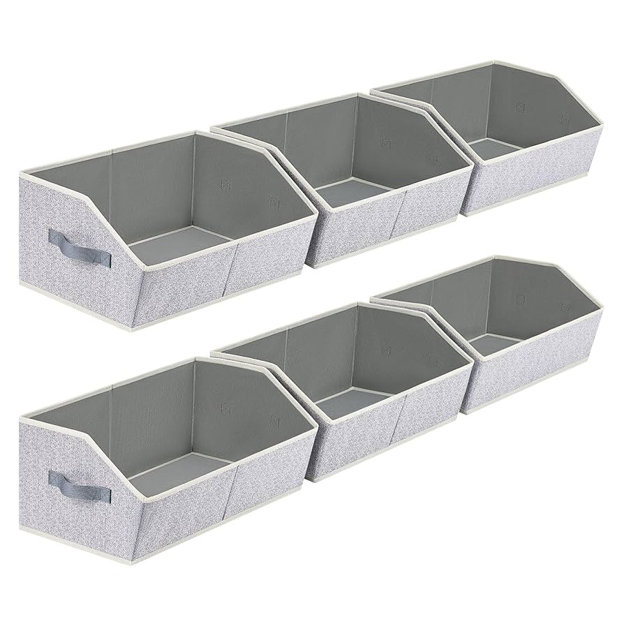 Closet Organizers Bins 6 Packs - Large Closet Shelf Organizer with Handles, Fabric Trapezoid Stor... | Amazon (US)