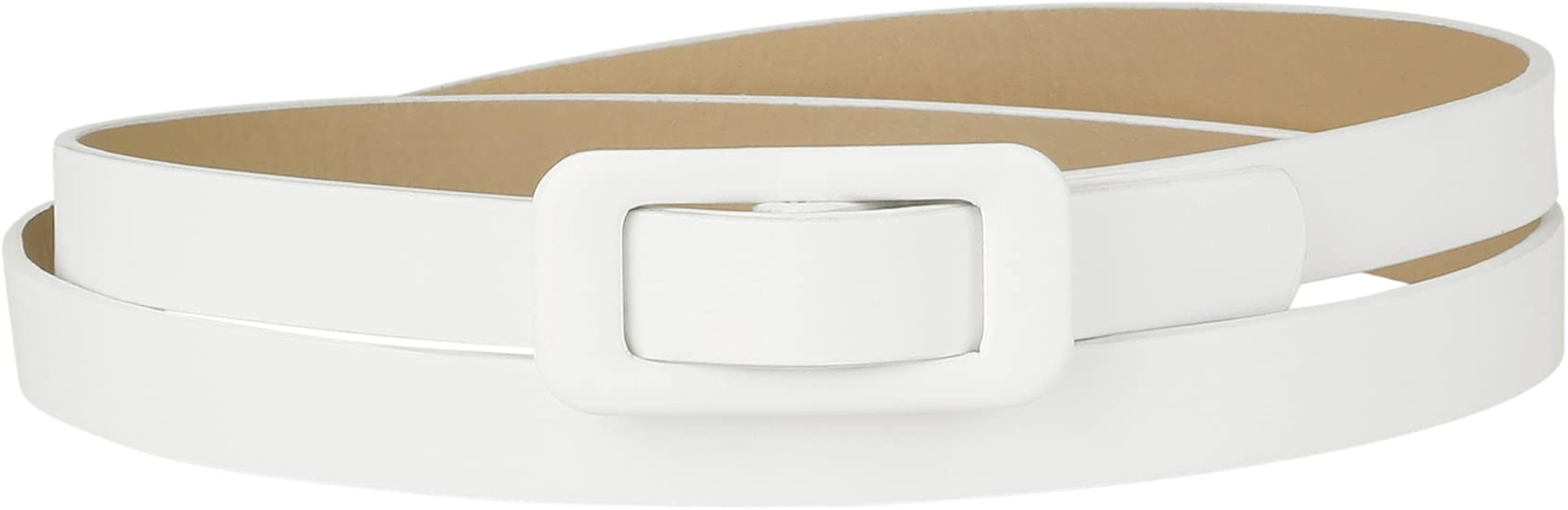 Allegra K Skinny Slim Thin Nonporous Waist Belt Rectangle Buckle PU Leather Solid Simple Belts fo... | Amazon (US)