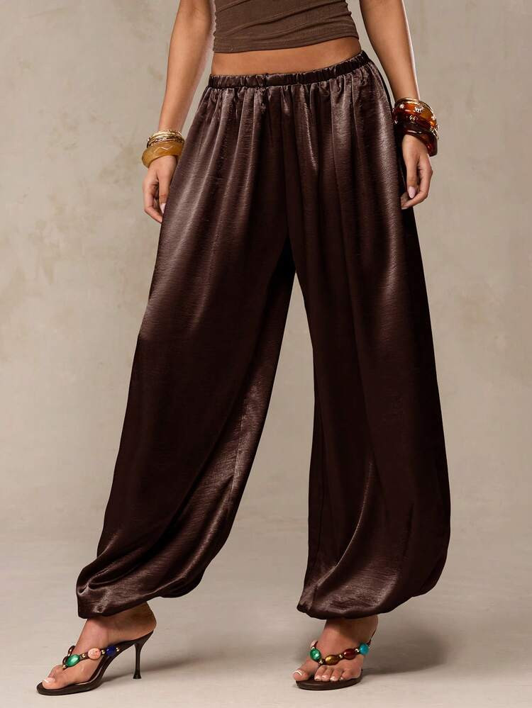 SHEIN BAE Women's Vacation Casual Solid Color Lantern Pants | SHEIN