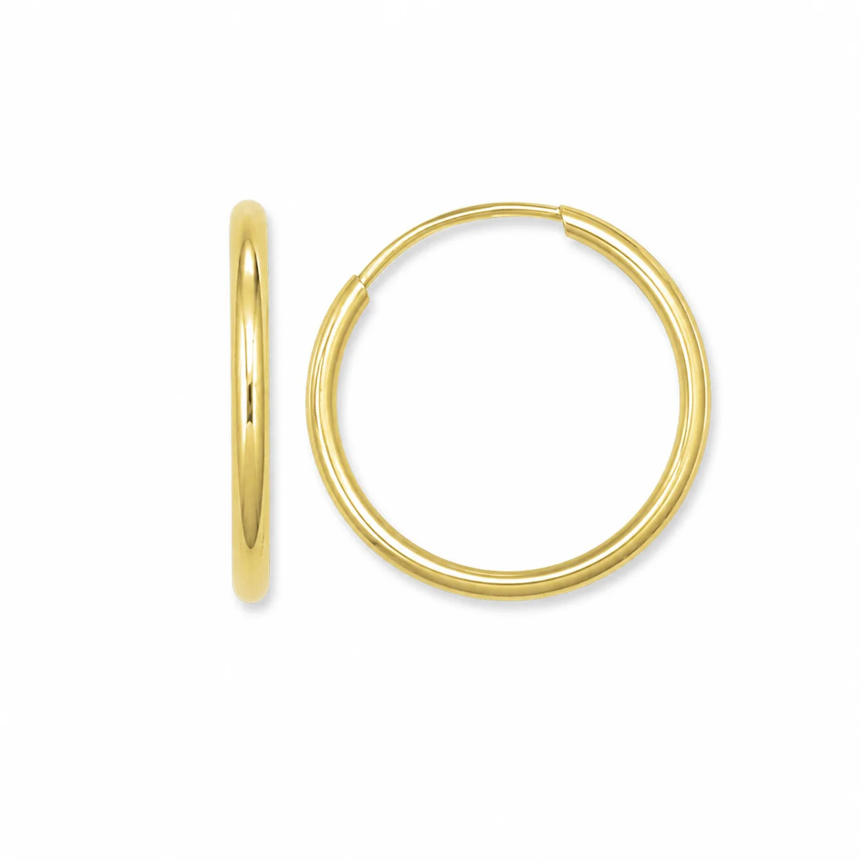 14K Yellow Gold Small Thin Hoop Earrings, 13.5mm | Goldmania