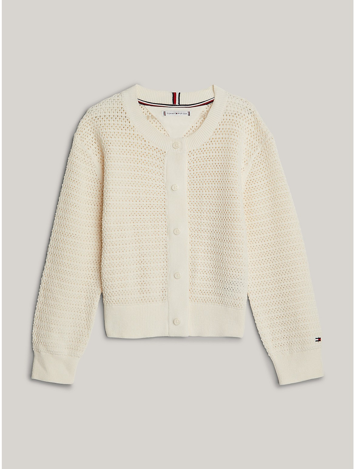 Tommy Hilfiger Girls' Kids' Boxy Crochet Knit Cardigan - Beige - 12 | Tommy Hilfiger (US)
