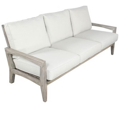 Courtyard Casual Driftwood Gray Teak Surf Side Outdoor Three Seater Sofa with Cushions | Target