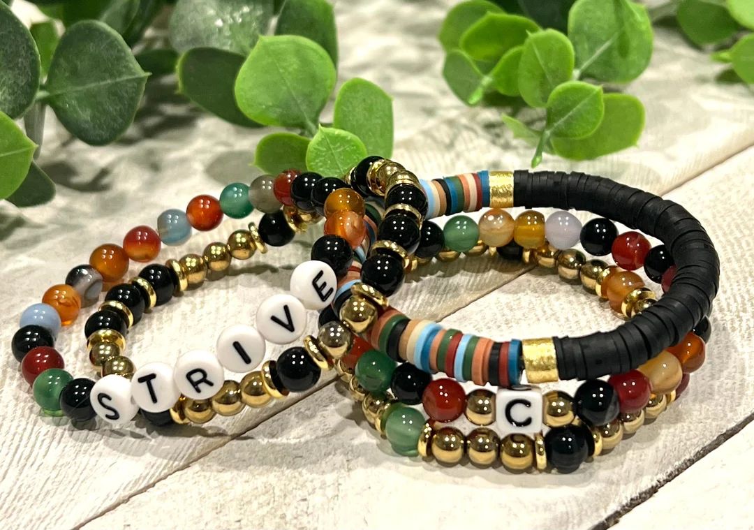 Multicolor Gemstone Bracelet Heishi Bead Bracelet Mantra - Etsy | Etsy (US)