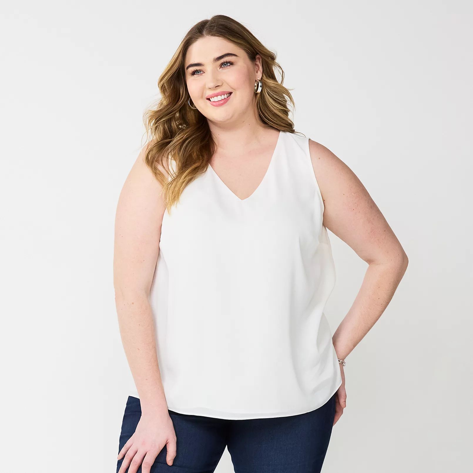 Plus Size Nine West Essential V-Neck Tank Top | Kohl's