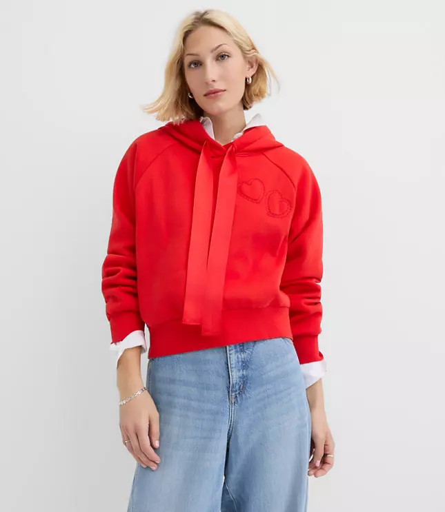 Heart Embroidered Hoodie | LOFT