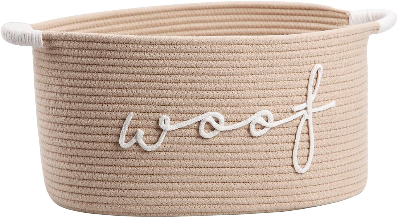 Woof Woven Rope Storage Baskets, Pet Dog Toy Bin Box Perfect for organizing Chew Toys Blankets leashes, Dog Toy holder Cotton Basket Puppy Bins | Amazon (US)