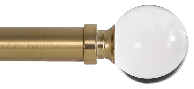 Ivilon Drapery Treatment Window Curtain Rod - Acrylic Ball 1 inch Pole. 28 to 48 Inch. Warm Gold | Amazon (US)