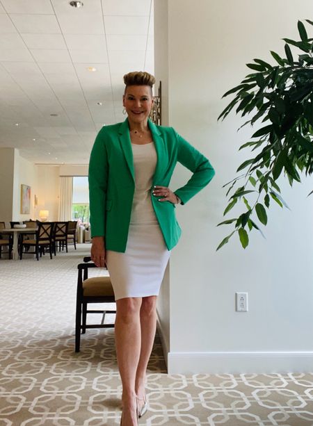 Easy pencil skirt and fab boyfriend jacket I have in 2 colors. Both true to size and easy to pare with  jeans to go more casual  

#LTKmidsize #LTKfindsunder100 #LTKover40