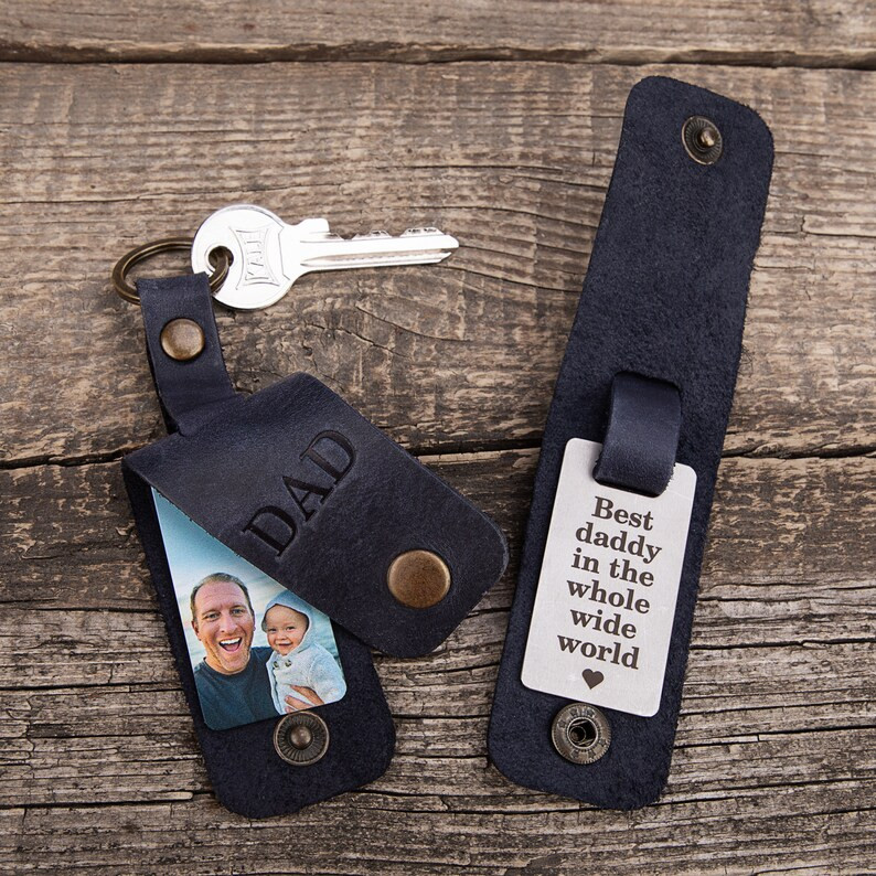 First Time Dad Gift Leather Photo Keychain Personalized | Etsy | Etsy (US)