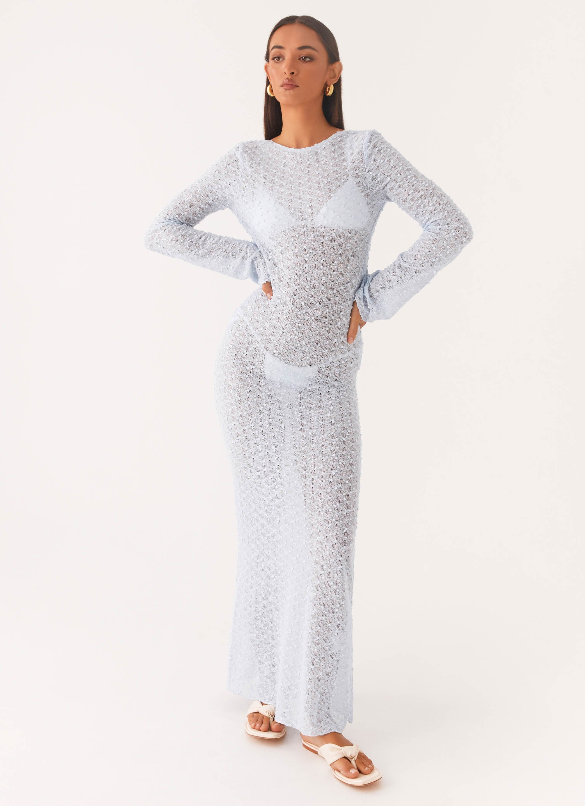 Flirty Knitted Maxi Dress - Blue | Peppermayo (Global)
