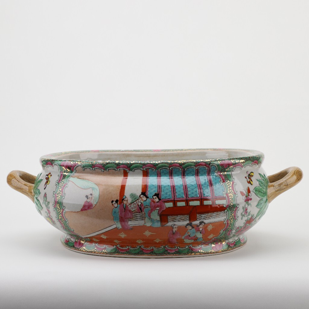 NEW CHINESE ROSE MEDALLION MANDARIN PORCELAIN PLANTER FOOTBATH 22" | eBay US