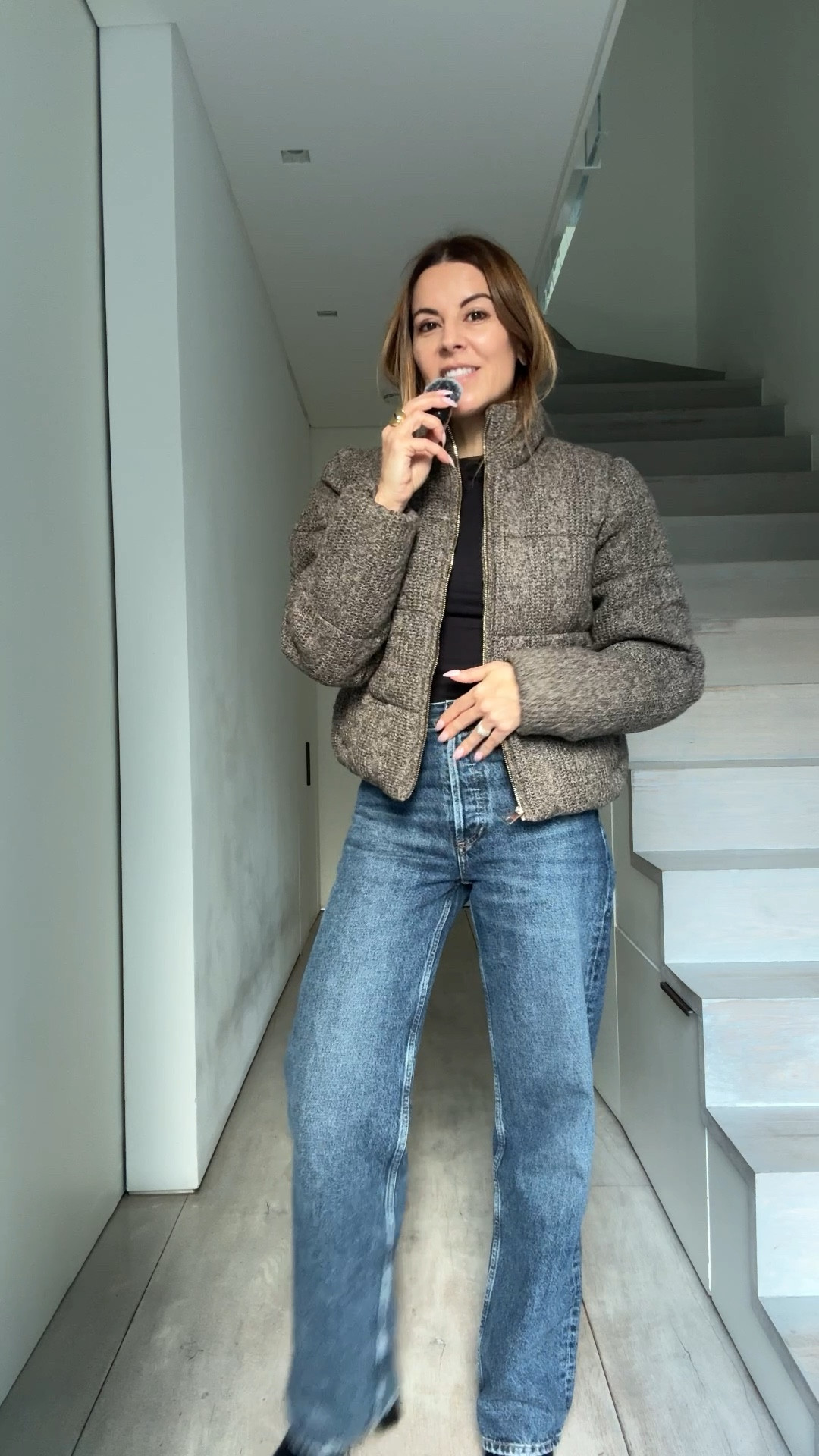 Wearing XS in jacket and 23 in the jeans. 