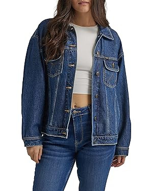 Wrangler Women's Relaxed Fit Girlfriend Denim Jacket | Amazon (US)