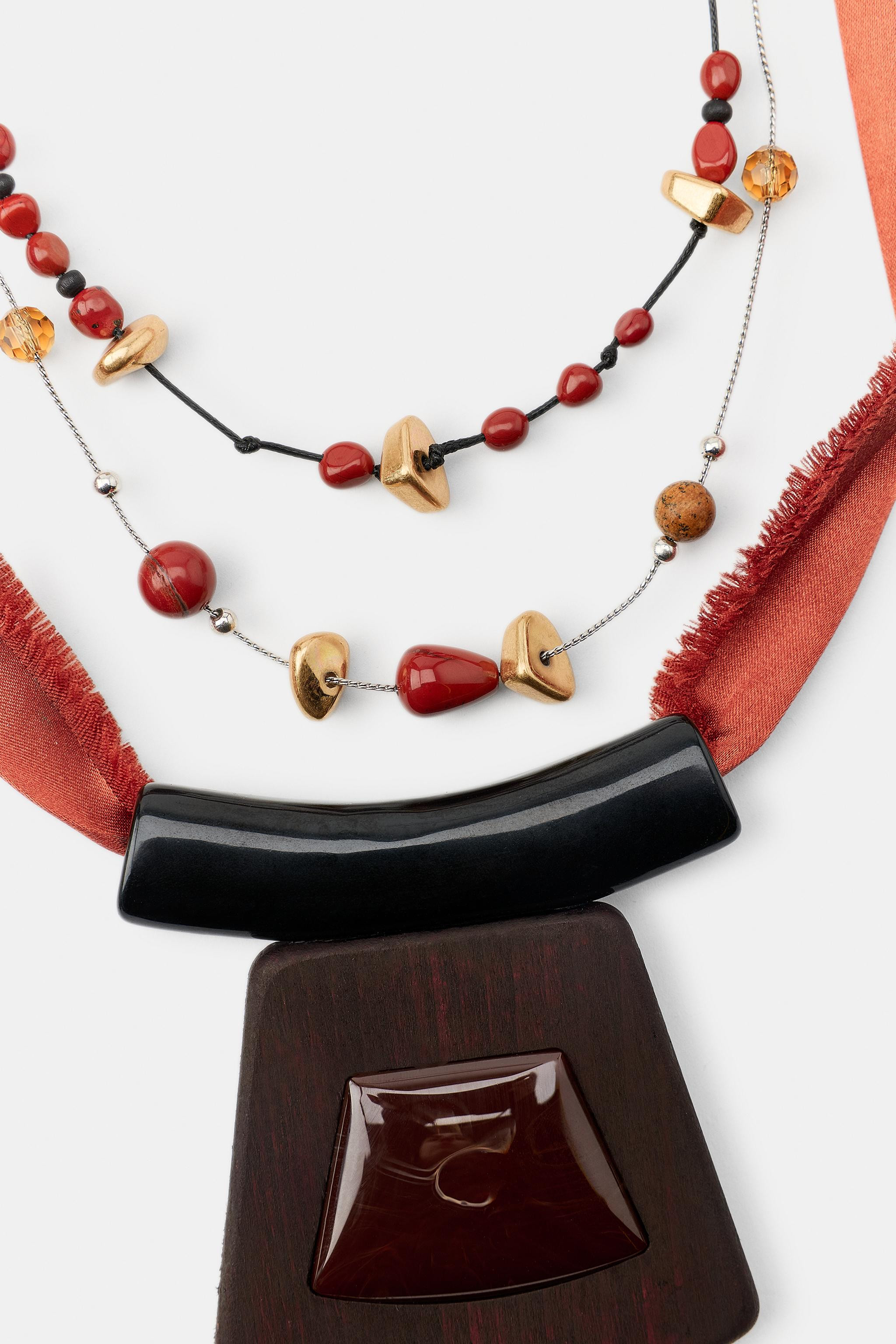 PACK OF 2 WOVEN STONE BEAD NECKLACES | Zara US