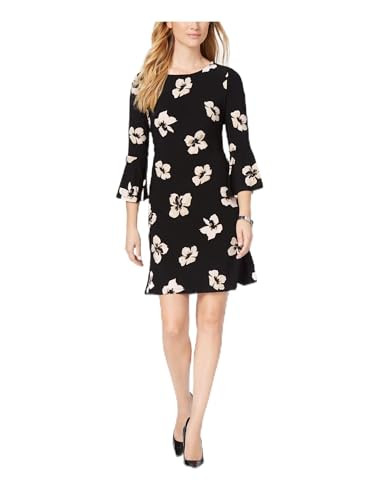 Tommy Hilfiger Women's Jersey Bell Sleeve Dress, Navy/Pink Floral , 14 | Amazon (US)