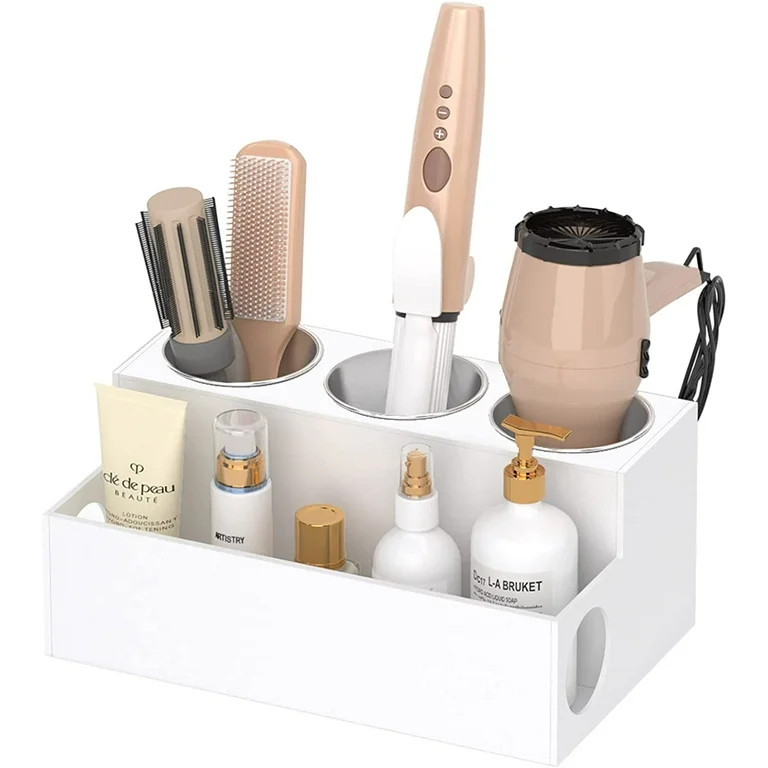 NIUBEE Hair Tool Organizer, White Acrylic Hair Dryer and Styling Holder, Bathroom Countertop Blow... | Walmart (US)