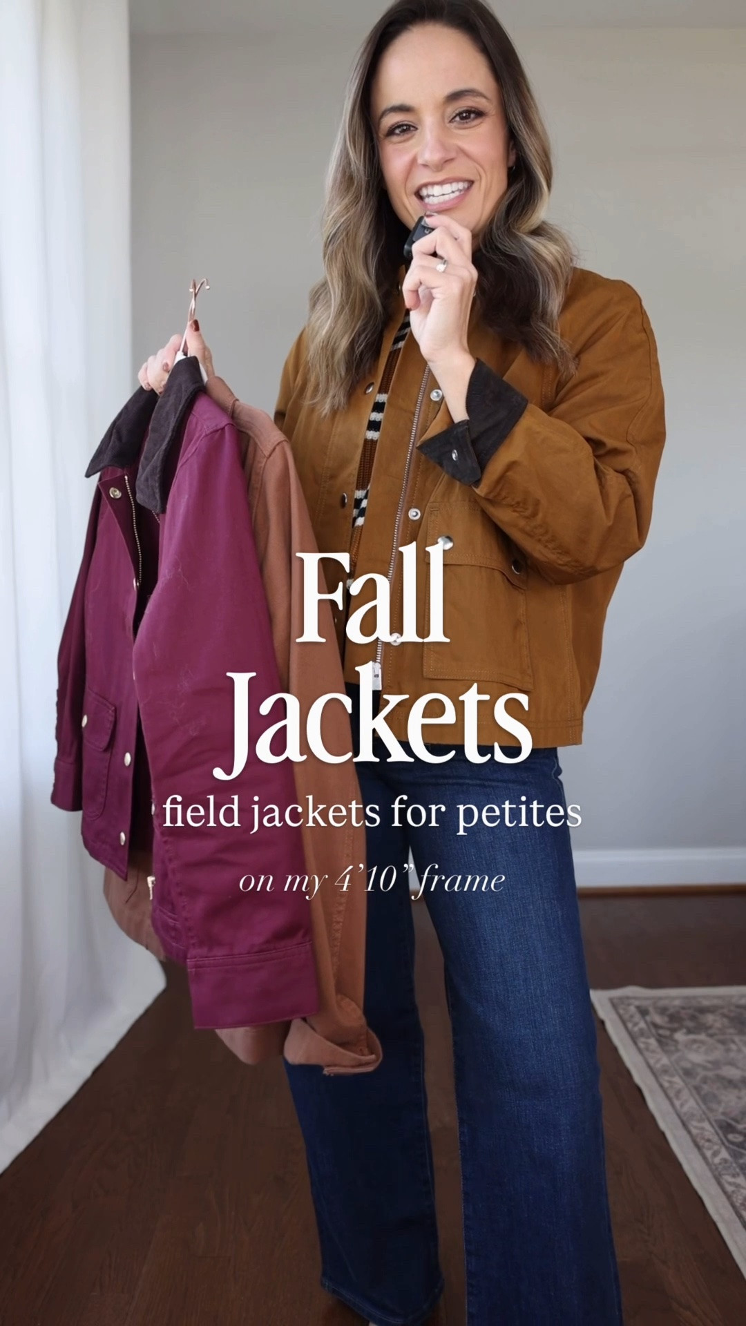 Three petite friendly field jackets for fall! 

Outfit 1 
Jacket (Madewell): xxs 
Jeans (JC Factory): petite 24 / 10.5” rise / 28” inseam 
Sweater (Madewell): xxs 
T-Shirt (Old Navy): petite xs 
Flats (Madewell): true to size 

Outfit 2 
Jacket (JC Factory): petite xxs 
Sweater (BR Factory): xxs 
Jeans (JC Factory): petite 24 / 10.5” rise / 28” inseam 
T-Shirt (Old Navy): petite xs 
Flats (Madewell): true to size 
Belt (Quince): xs 

Outfit 3 
Jacket (Quince): xs - sleeves worn cuffed 
Jeans (JC Factory): petite 24 / 10.5” rise / 28” inseam 
Sweater (Quince): xs 
T-Shirt (Old Navy): petite xs 
Sneakers (Quince): size up 1/2 size 

Fall outfits, fall jackets

#LTKPetite