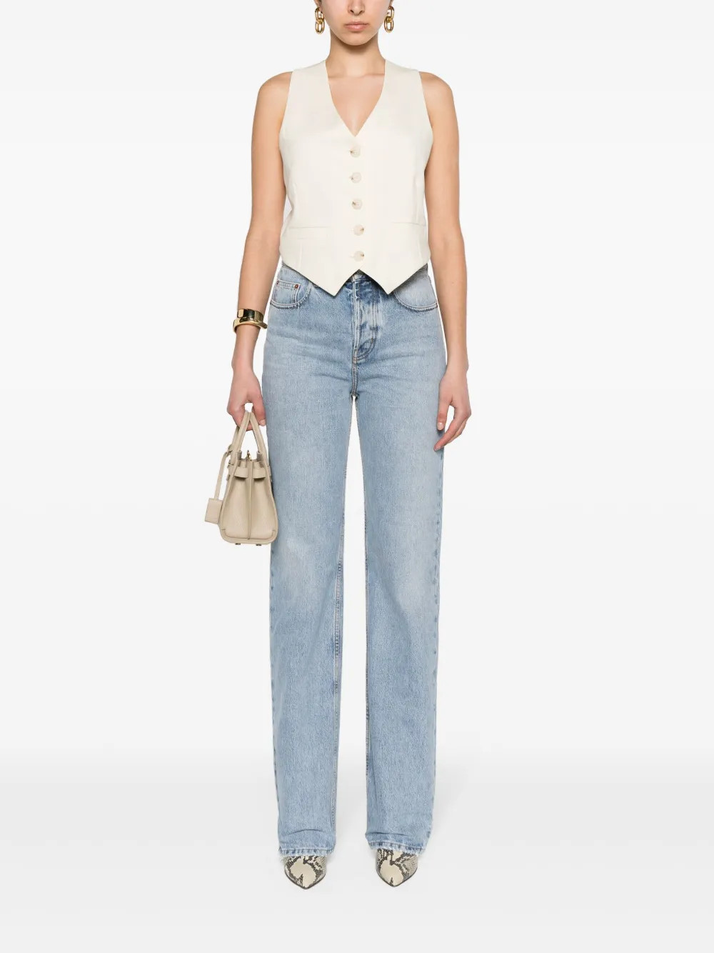 Saint Laurent straight-leg Cotton Jeans - Farfetch | Farfetch Global