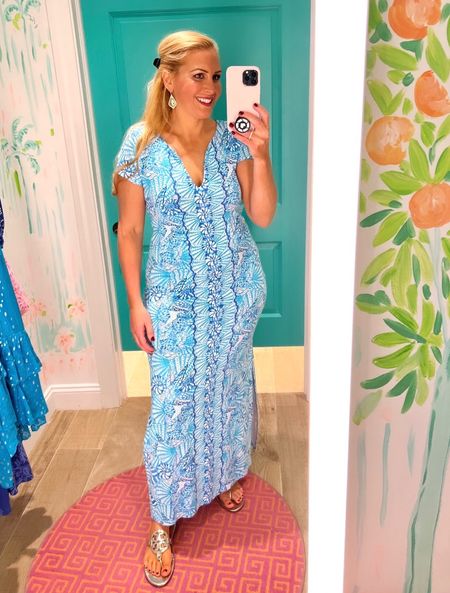 Love this Lilly Pulitzer maxi dress for a beach resort destination. Great material with stretch. Wearing a medium and fits true to size. 

Also check out my gold Tory Burch sandals. They match everything. Order your normal size. 


#LTKtravel #LTKswim #LTKshoecrush