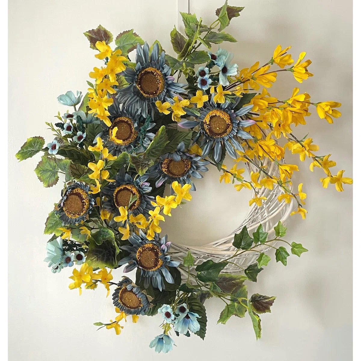 Primrue 24" Farmhouse Summer Sunflower Flower Wreath for Front Door & Reviews | Wayfair | Wayfair North America