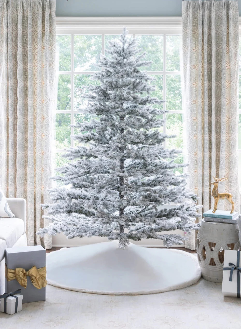 7.5' Rushmore Flock Artificial Christmas Tree Unlit | King of Christmas