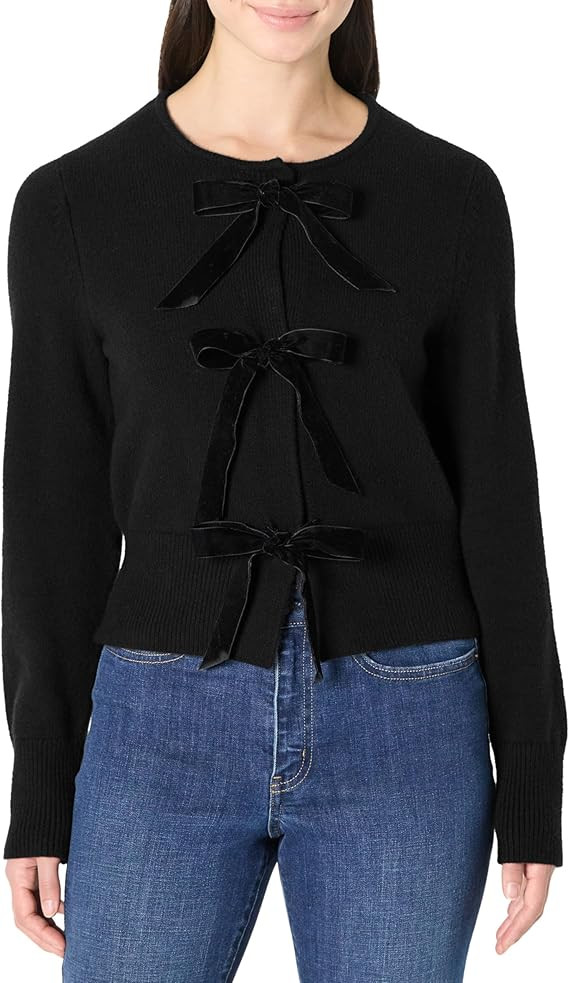 Amazon Essentials (Demi's Pick) Women's Regular-Fit Long-Sleeve Tie Front Cardigan with Bows | Amazon (US)