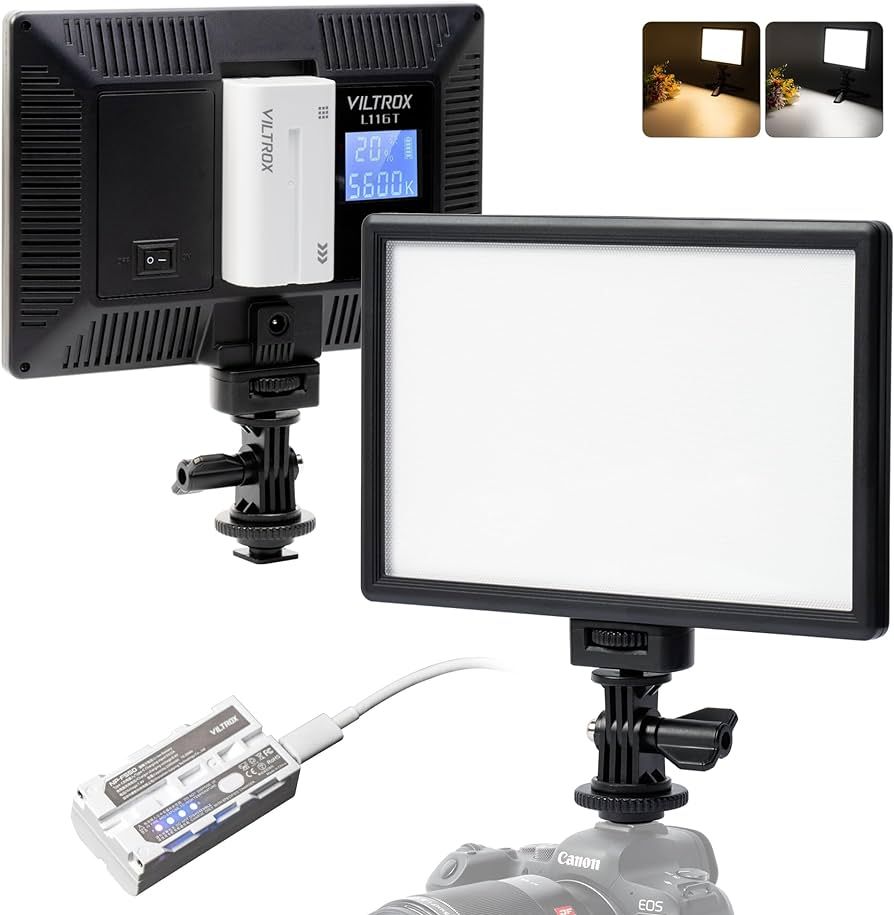 VILTROX L116T 3300K-5600K LED Photography Light Kit with NP-F550 Battery, Super Thin On Camera LE... | Amazon (US)