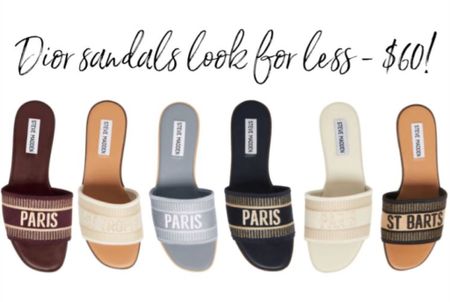 Look for less for the Dior dway slide sandals - only $60 and come in several colors!
.
Spring outfit summer outfit flat sandals beach vacation resort wear 

#LTKshoecrush #LTKunder50 #LTKFind