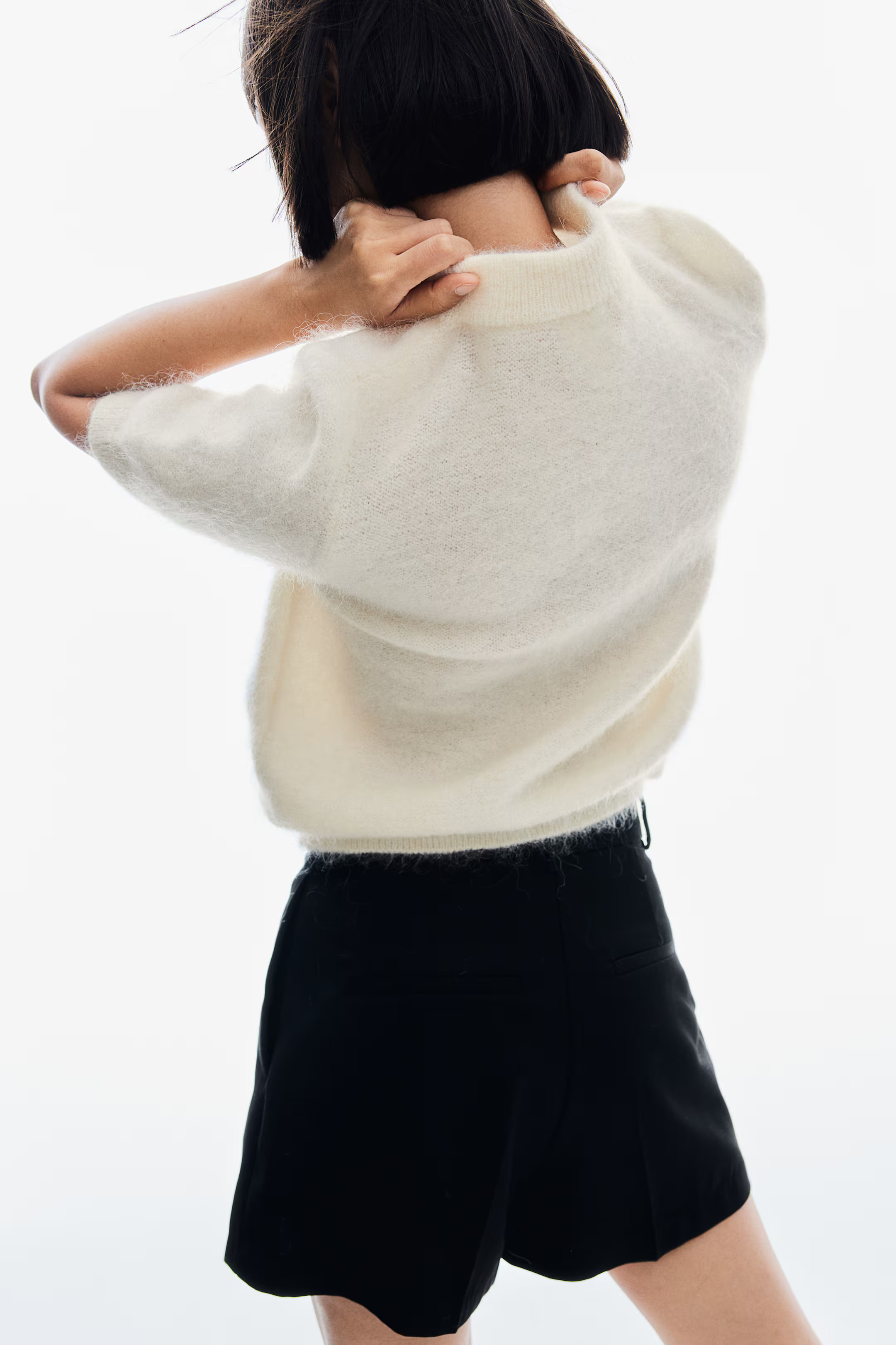 Short-sleeved mohair-blend top | H&M (UK, MY, IN, SG, PH, TW, HK)