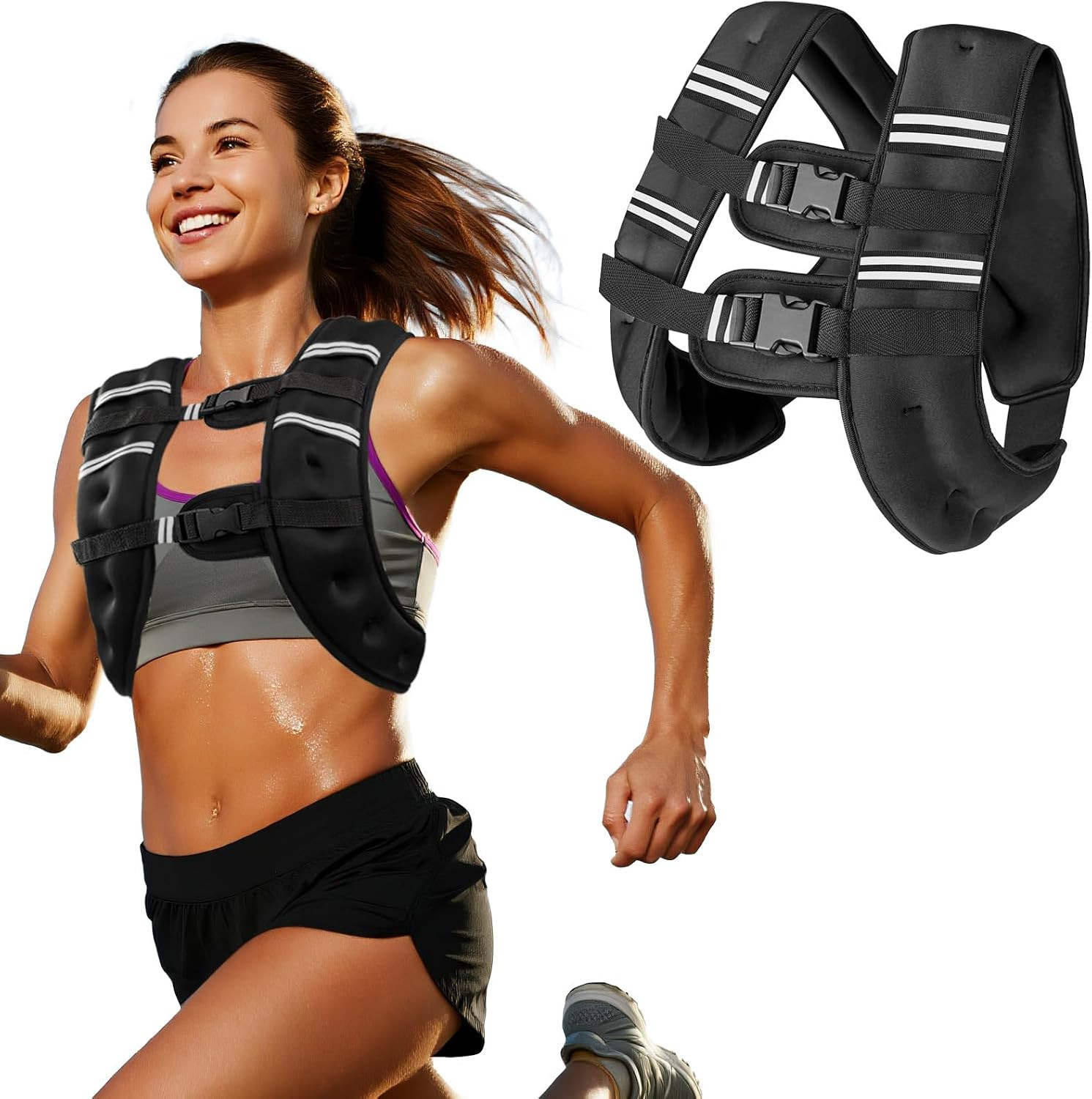 Zikopomi Weighted Vest Woman Man, 6lb/8lb/12lb/16lb/20lb/25lb/30lb Weight Vest with Reflective St... | Amazon (US)