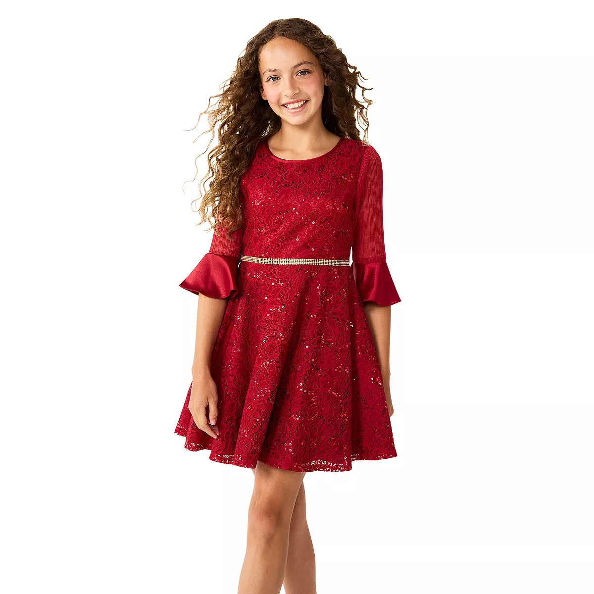Girls 7-20 Bonnie Jean Bell Sleeve Lace Holiday Dress in Regular & Plus | Kohl's