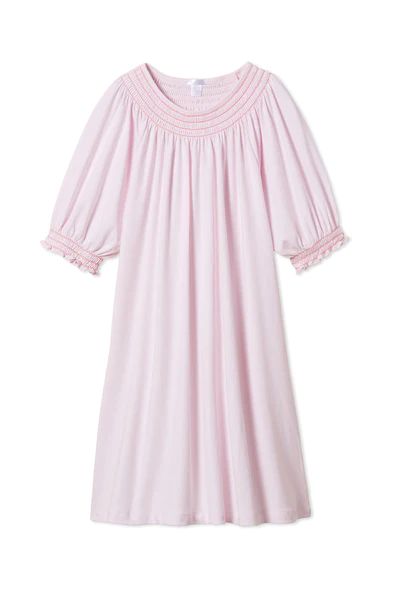 Pima Smocked Nightgown in Azalea | LAKE Pajamas