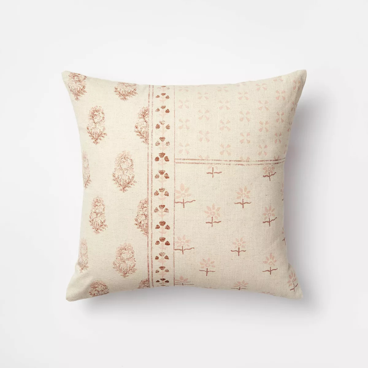 Printed Patchwork Square Throw Pillow with Tassel Zipper Cream/Mauve - Threshold™ designed with... | Target
