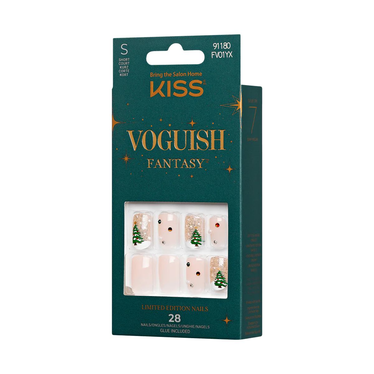 KISS Voguish Fantasy Holiday Press-On Nails, Nude, Short Length, Square Shaped, 31 Ct. | KISS, imPRESS, JOAH