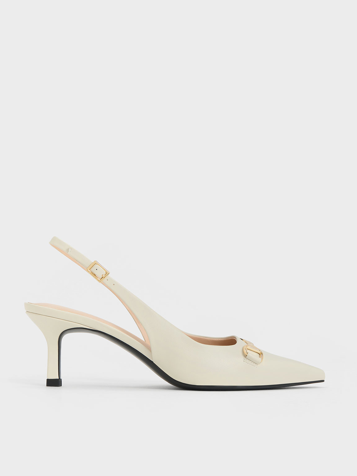 Chalk Leslie Metallic-Accent Slingback Pumps | CHARLES & KEITH UK | Charles & Keith UK