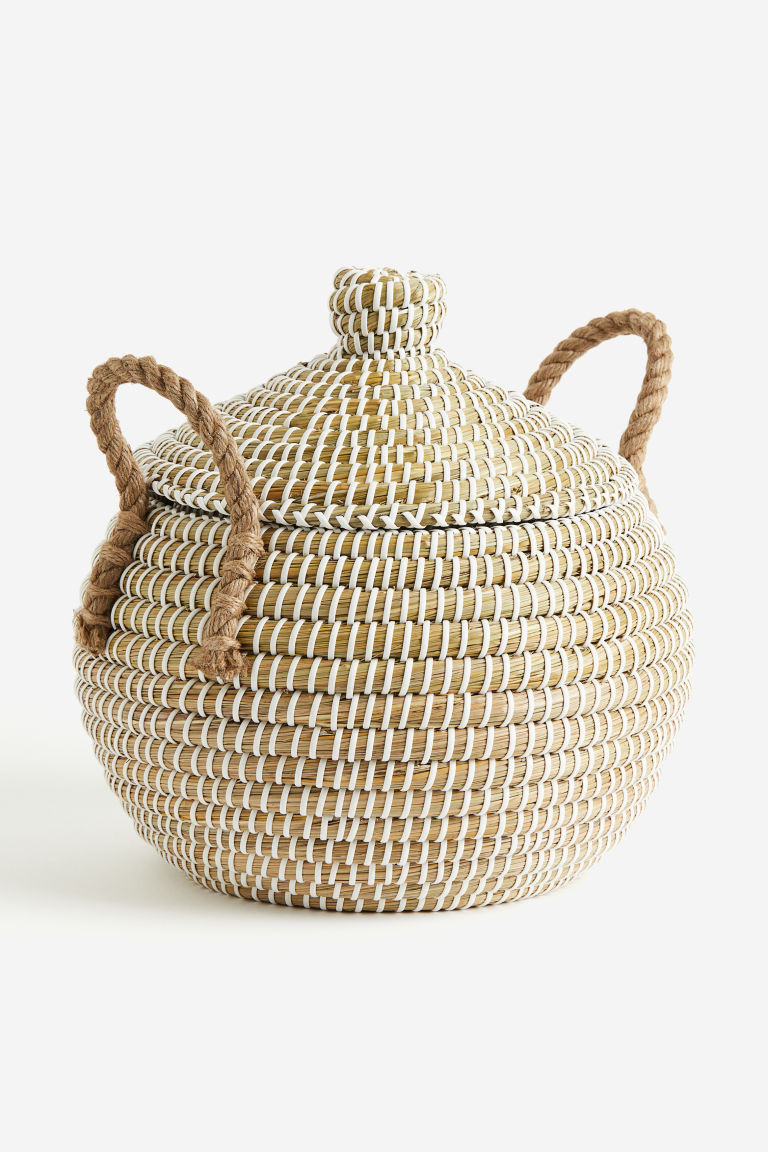 H & M - Small Storage Basket with Lid - Beige | H&M (US + CA)