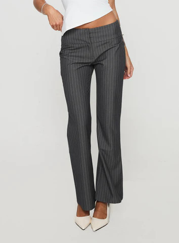 Isabeau Pant Grey Pinstripe | Princess Polly US