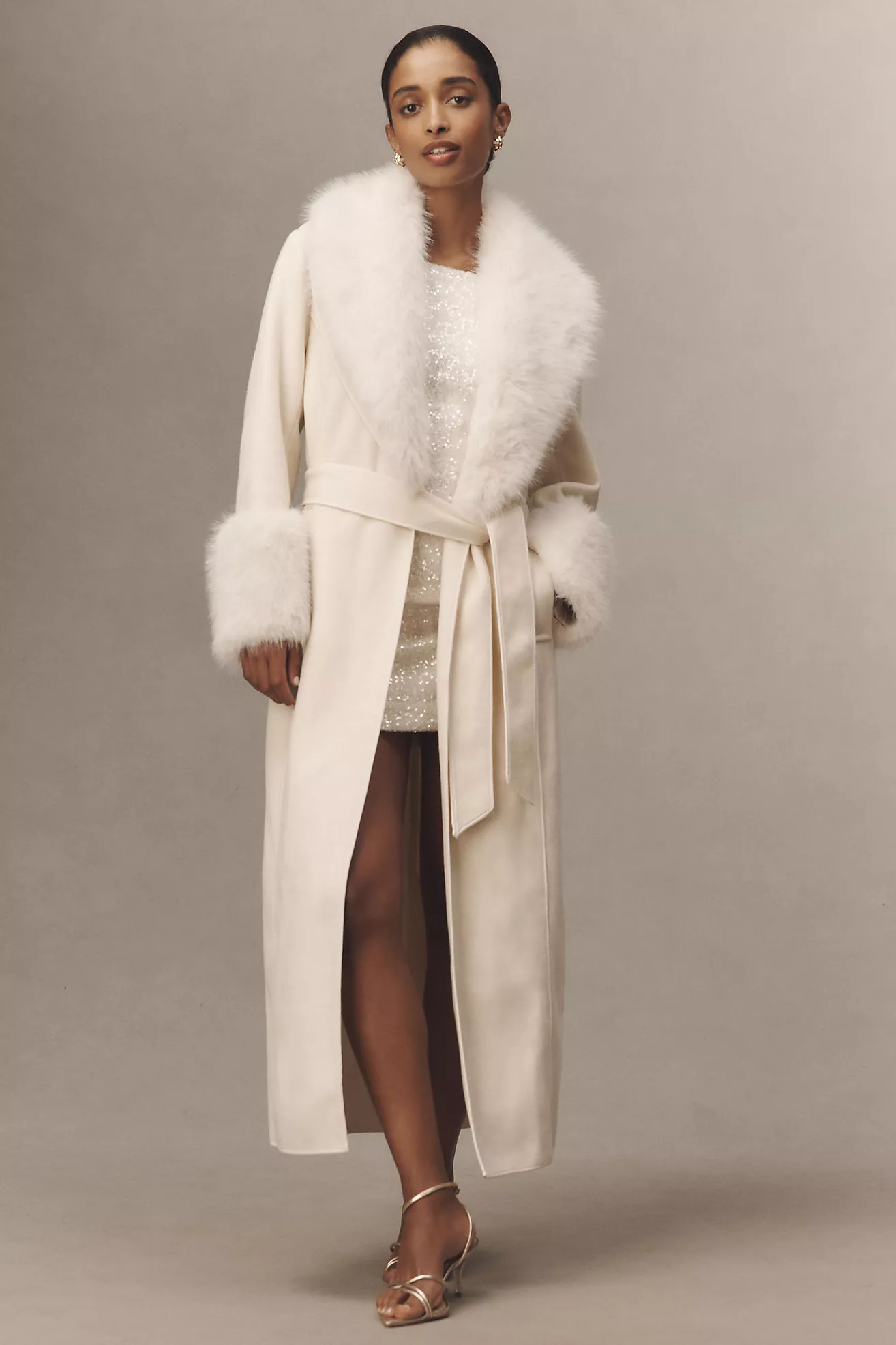 Elliatt Aria Faux Fur Trim Belted Coat | Anthropologie (US)