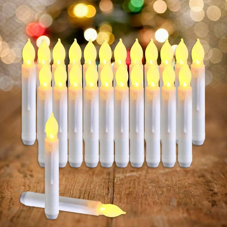 NEWEEN Set of 24 Flamelesss LED Taper Candles with Warm White Flickering Flame Light, Battery Ope... | Walmart (US)