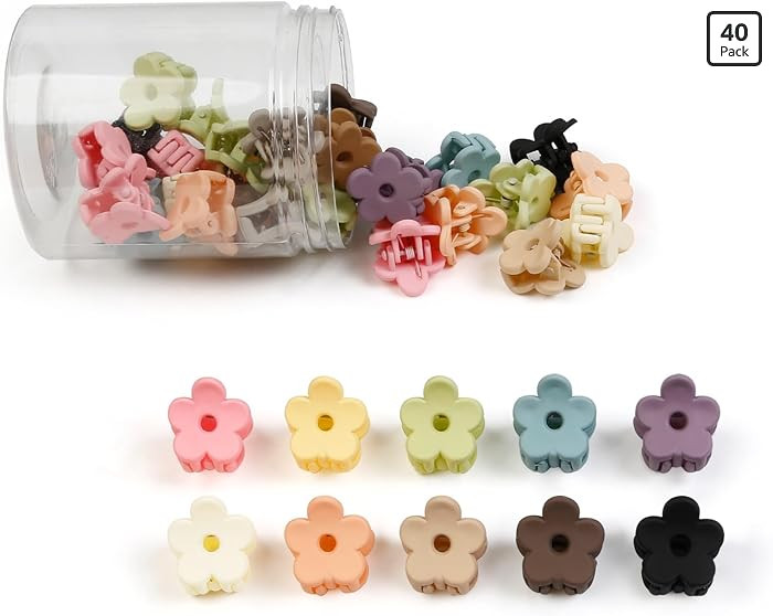 40Pcs Colorful Small Flower Hair Clips, TEBIEKOY Baby Hair Clips Mini Claw Clips Cute Jaw Clips H... | Amazon (US)