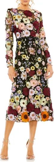 Floral Embroidered Long Sleeve Cocktail Dress | Nordstrom