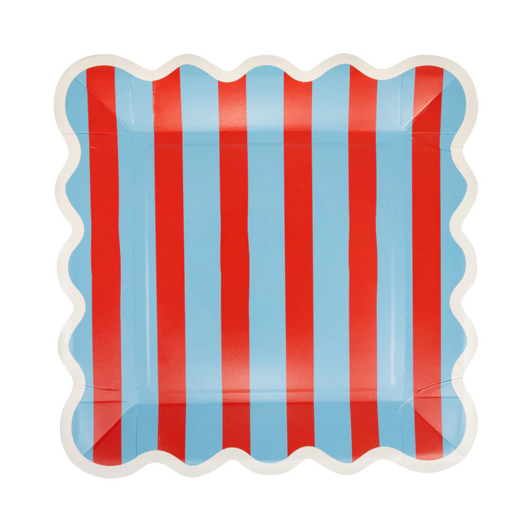 Blue & Red Striped Paper Plate - 9" | My Mind's Eye
